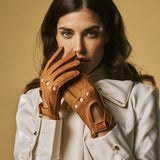 Cecilia (cognac) – Exklusive Damen-Autohandschuhe aus Pekari-Leder