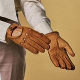 Cecilia (cognac) – Exklusive Damen-Autohandschuhe aus Pekari-Leder