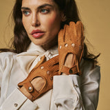 Cecilia (cognac) – Exklusive Damen-Autohandschuhe aus Pekari-Leder
