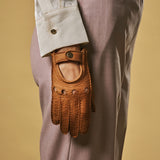 Cecilia (cognac) – Exklusive Damen-Autohandschuhe aus Pekari-Leder