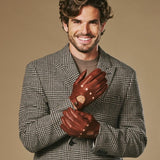 Gosling (cognac) - klassischer Lammleder-Autohandschuhe mit Touchscreen-Funktion