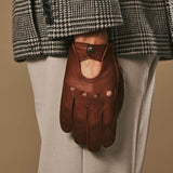 Gosling (cognac) - klassischer Lammleder-Autohandschuhe mit Touchscreen-Funktion