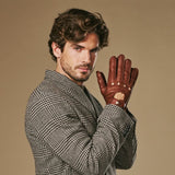 Gosling (cognac) - klassischer Lammleder-Autohandschuhe mit Touchscreen-Funktion