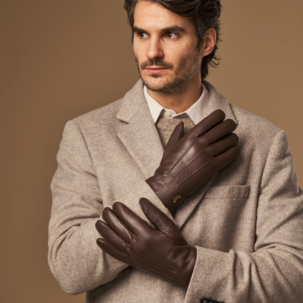 winter handschuhe braun Lederhandschuhe Herren Braun - Lammwollfutter