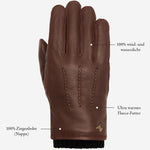 William (braun) - Handschuhe aus Ziegenleder mit Fleecefutter und Druckknopf - Schwartz & von Halen DE - Premium Lederhandschuhe - 11