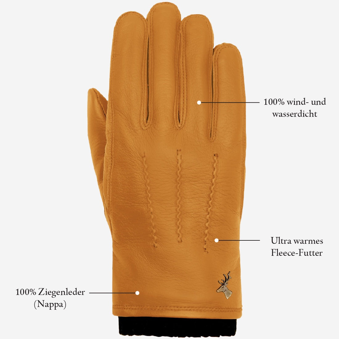 William (gelb) - Handschuhe aus Ziegenleder mit Fleecefutter und Druckknopf  - Schwartz & von Halen DE - Premium Lederhandschuhe - 10
