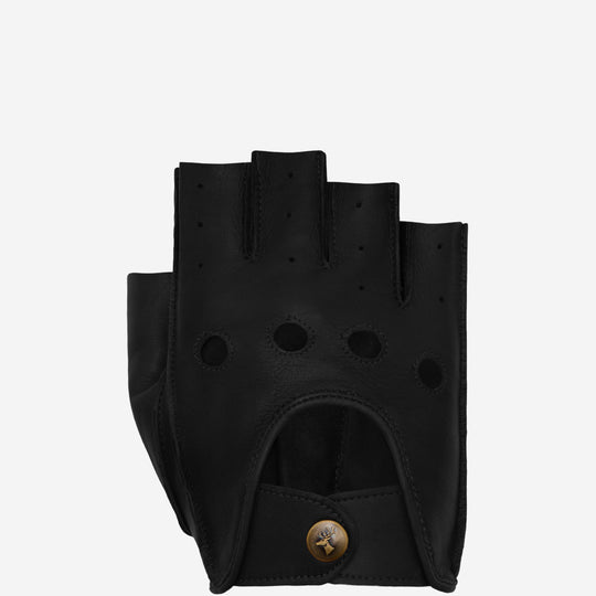 Liam (schwarz) – klassische fingerlose Herren-Autohandschuhe aus Lammleder