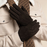 Rex (braun) - Wildlederhandschuhe aus Ziegenleder mit luxuriösem Woll-/Kaschmirfutter  - Schwartz & von Halen DE - Premium Lederhandschuhe - 9