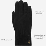 Rex (schwarz) - Wildlederhandschuhe aus Ziegenleder mit luxuriösem Woll-/Kaschmirfutter  - Schwartz & von Halen DE - Premium Lederhandschuhe - 11