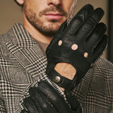 Silvio (schwarz) – Exklusive Herren-Autohandschuhe aus Pekari-Leder