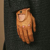 Silvio (cognac) – Exklusive Herren-Autohandschuhe aus Pekari-Leder