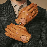 Silvio (cognac) – Exklusive Herren-Autohandschuhe aus Pekari-Leder