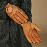 Silvio (cognac) – Exklusive Herren-Autohandschuhe aus Pekari-Leder