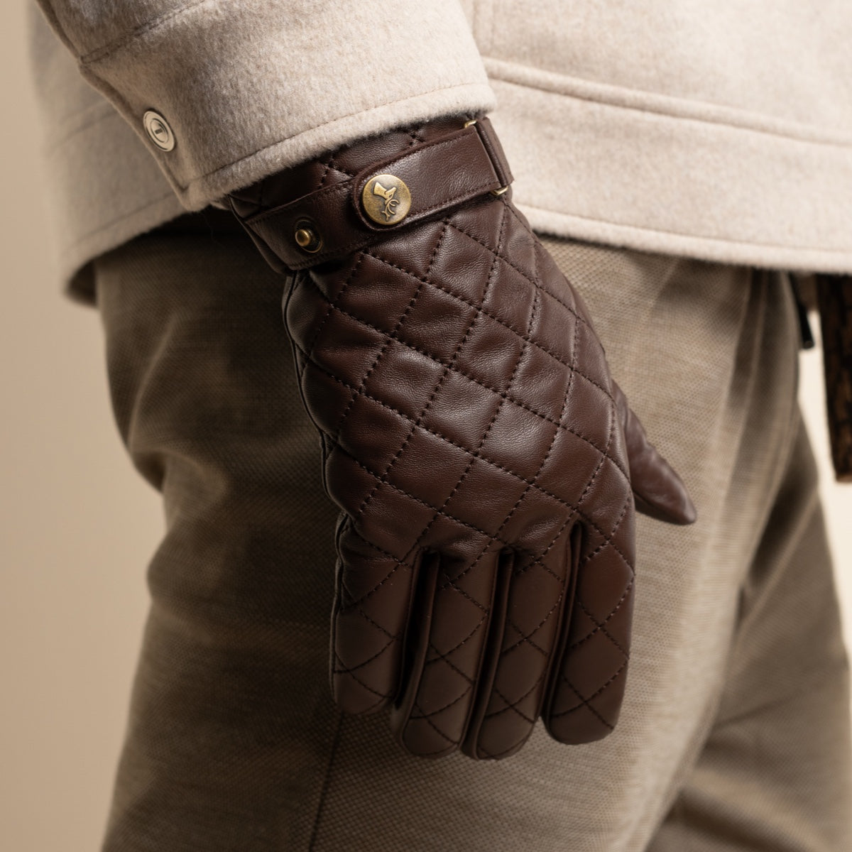 Smith (braun) - Schafslederhandschuhe mit Druckknopfverschluss und Touchscreen-Funktion - Schwartz & von Halen DE - 8