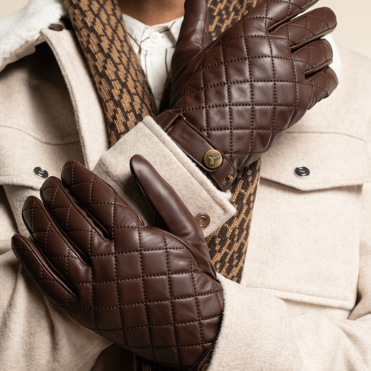 Smith (braun) - Schafslederhandschuhe mit Druckknopfverschluss und Touchscreen-Funktion - Schwartz & von Halen DE - 11