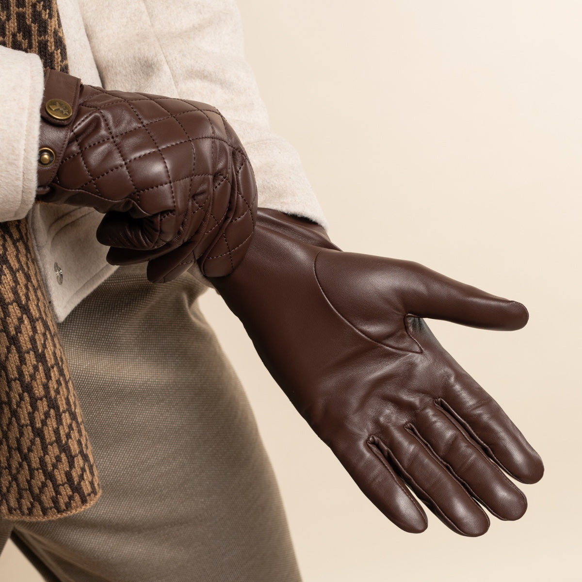 Smith (braun) - Schafslederhandschuhe mit Druckknopfverschluss und Touchscreen-Funktion - Schwartz & von Halen DE - 15