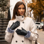 Vera - Luxoriöse Lederhandschuhe mit Kunstpelz am Handgelenk & Touchscreen-Funktion - Schwartz & von Halen DE - Premium Lederhandschuhe - 6