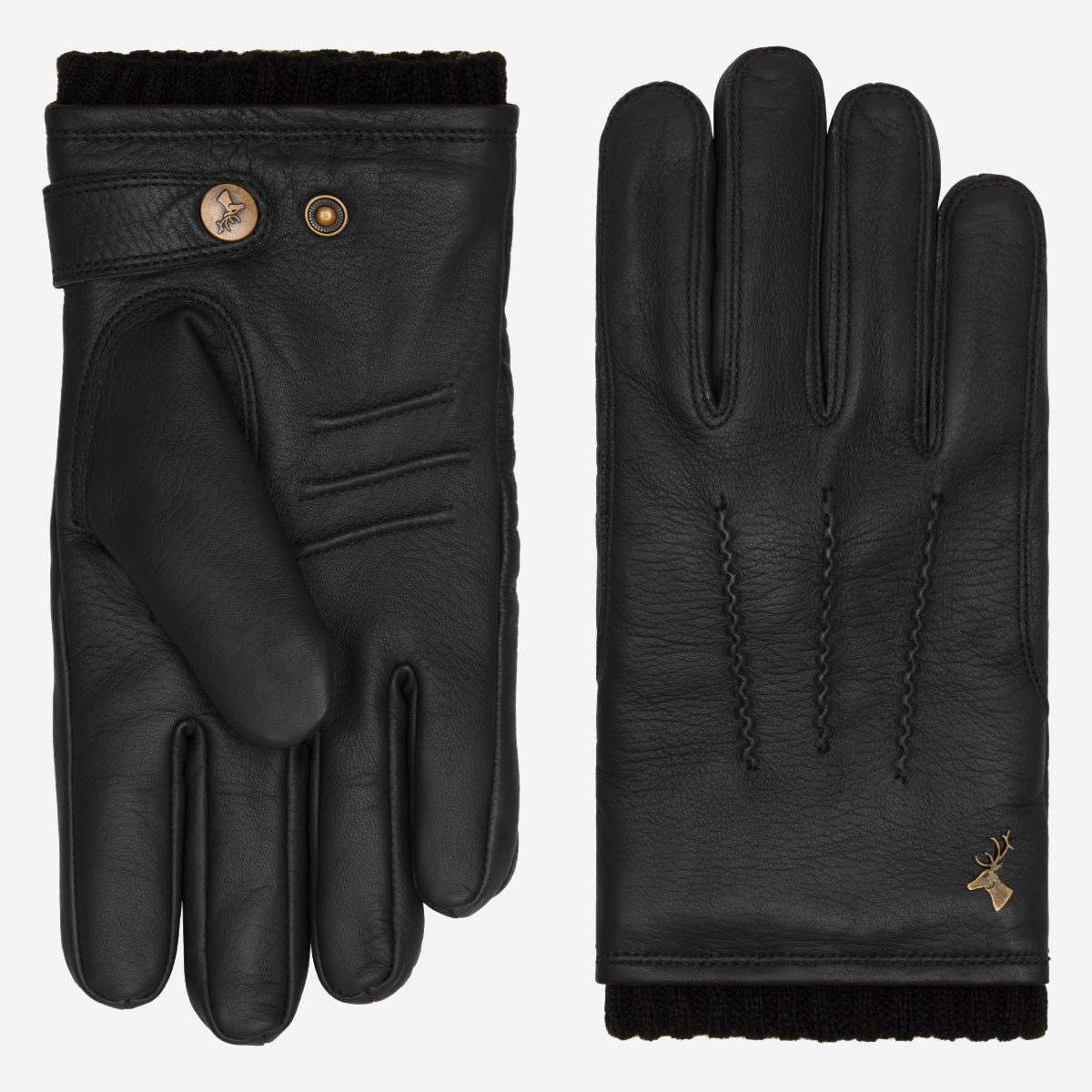 William (schwarz) - Ziegenlederhandschuhe mit Fleecefutter und Druckknopf  - Schwartz & von Halen DE - Premium Lederhandschuhe - 2