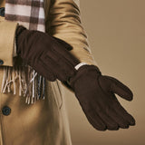 Winston (dunkelbraun) - Herrenhandschuhe aus Nubukleder mit dickem Primaloft-Futter und Druckknopfverschluss
