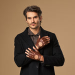 Zane (braun) – luxuriöse fingerlose Fahrhandschuhe aus amerikanischem Hirschleder  - Schwartz & von Halen DE - Premium Lederhandschuhe - 3
