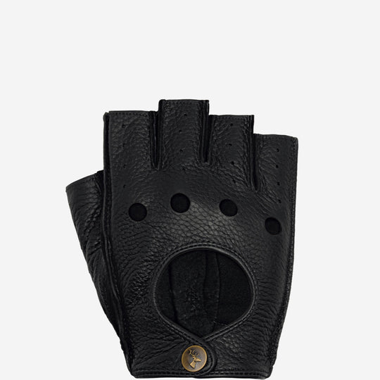 Zane (schwarz) – luxuriöse fingerlose Fahrhandschuhe aus amerikanischem Hirschleder