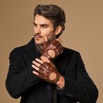 Zane (braun) – luxuriöse fingerlose Fahrhandschuhe aus amerikanischem Hirschleder  - Schwartz & von Halen DE - Premium Lederhandschuhe - 6