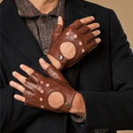 Zane (braun) – luxuriöse fingerlose Fahrhandschuhe aus amerikanischem Hirschleder  - Schwartz & von Halen DE - Premium Lederhandschuhe - 7