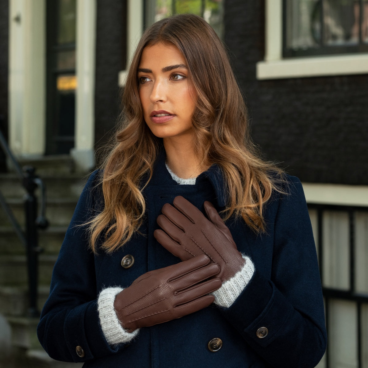 Emily (braun) - Handschuhe aus Hirschleder (American deerskin) mit Wollfutter - Schwartz & von Halen DE - Premium Lederhandschuhe - 5