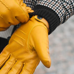 William (gelb) - Handschuhe aus Ziegenleder mit Fleecefutter und Druckknopf  - Schwartz & von Halen DE - Premium Lederhandschuhe - 7