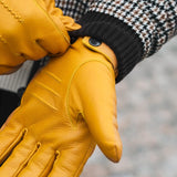 William (gelb) - Handschuhe aus Ziegenleder mit Fleecefutter und Druckknopf  - Schwartz & von Halen DE - Premium Lederhandschuhe - 7