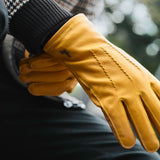 William (gelb) - Handschuhe aus Ziegenleder mit Fleecefutter und Druckknopf  - Schwartz & von Halen DE - Premium Lederhandschuhe - 5