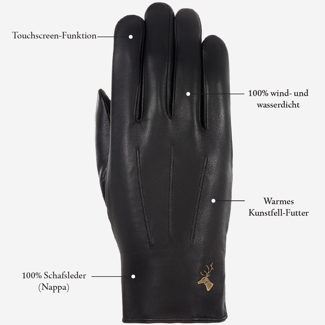Al Capone - Schafslederhandschuhe mit luxuriösem Kunstpelzfutter & Touchscreen-Funktion - Schwartz & von Halen DE - Premium Lederhandschuhe - 10