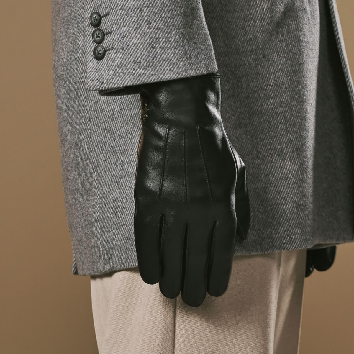 alexander handschuh Lederhandschuhe Herren - 100% Kaninchenfellfutter - Schwarz