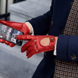 Alexis (rot) - klassischer Lammleder-Autohandschuhe mit Touchscreen-Funktion