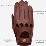 Alexis (braun) - klassischer Lammleder-Autohandschuhe mit Touchscreen-Funktion - Schwartz & von Halen DE - Premium Lederhandschuhe - 8