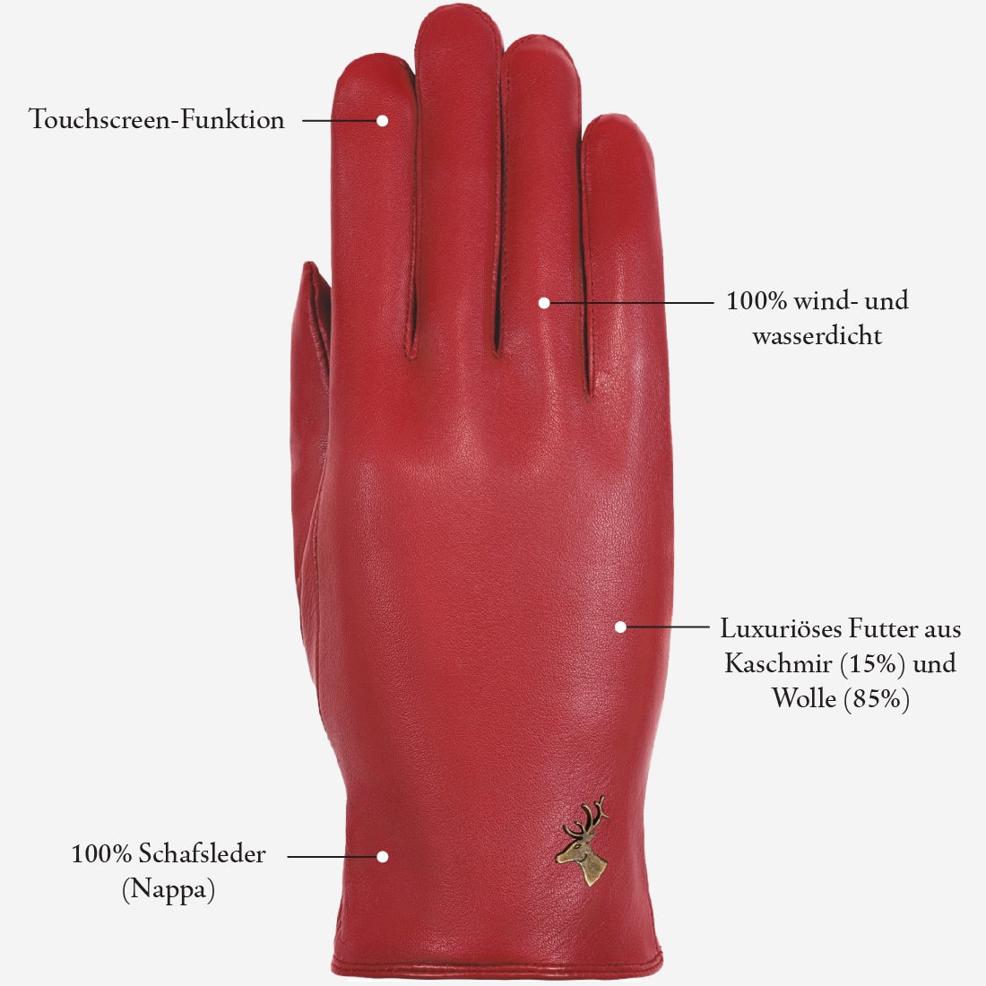 kaufhof handschuhe damen Lederhandschuhe Damen Rot - Kaschmir Futter