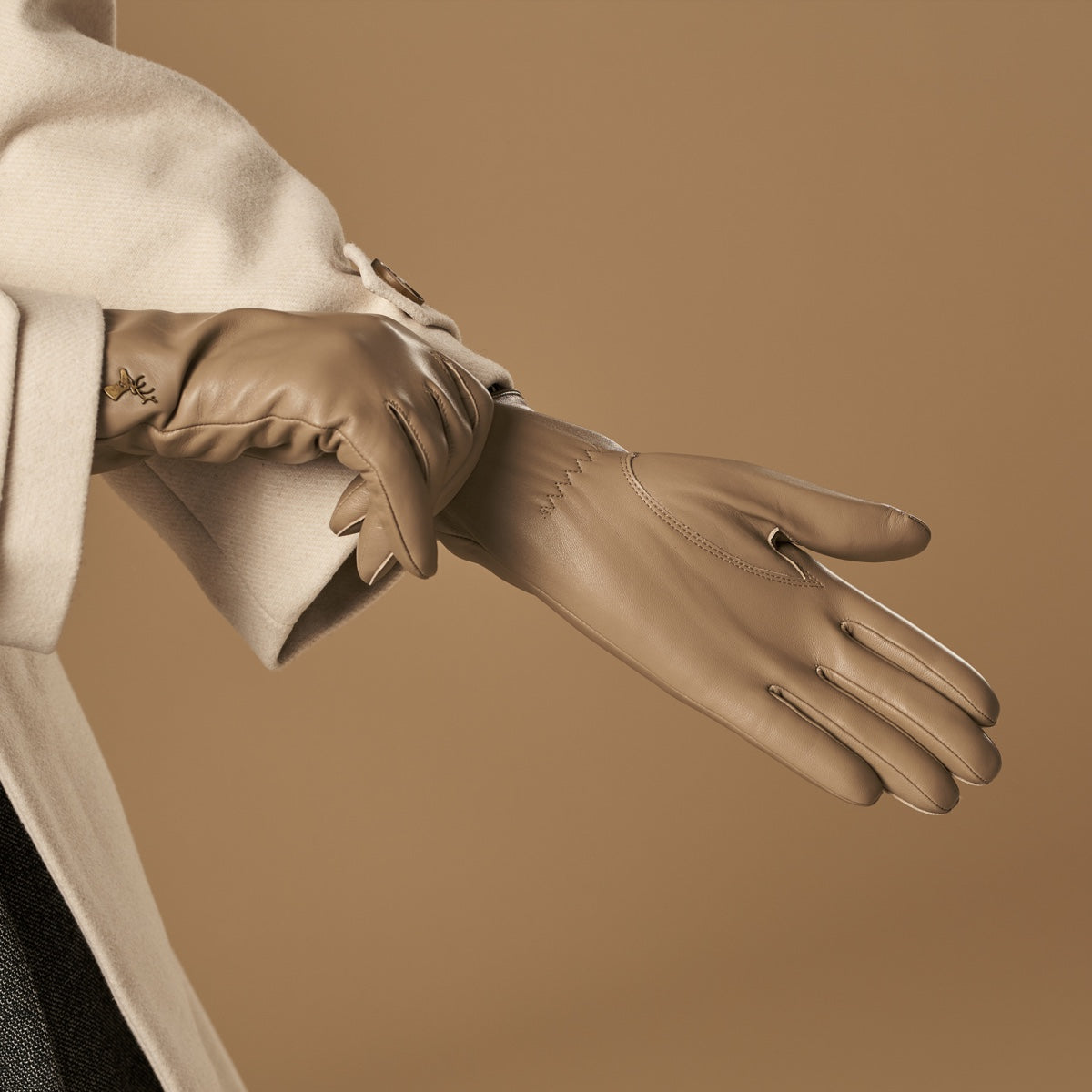Ivy (beige) - Schaffellhandschuhe mit Woll-/Kaschmirfutter & Touchscreen-Funktion  - Schwartz & von Halen DE - Premium Lederhandschuhe - 6