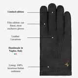 Benedict (schwarz) – Exklusive Herrenhandschuhe aus Pekari-Leder mit Kaschmirfutter