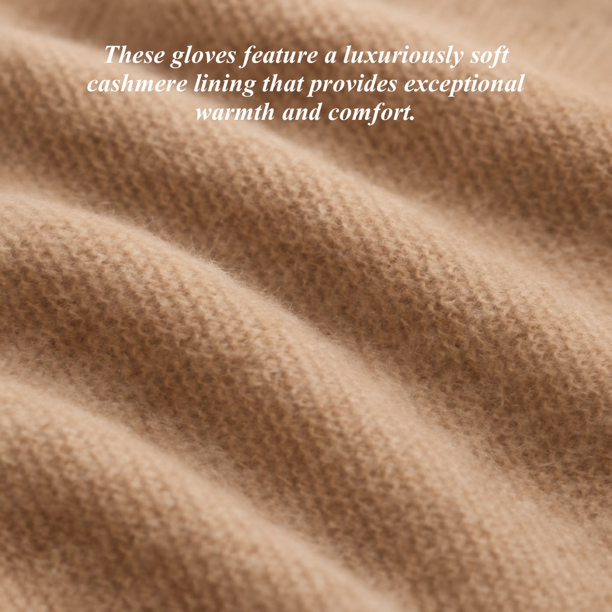 Beige cashmere lining fabric close-up inside dark leather glove