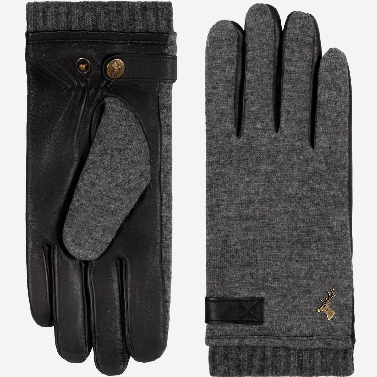 lammfell handschuhe grau Lederhandschuhe Herren Woll-/Lederkombi Grau