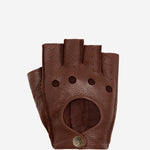 Zane (braun) – luxuriöse fingerlose Fahrhandschuhe aus amerikanischem Hirschleder  - Schwartz & von Halen DE - Premium Lederhandschuhe - 1