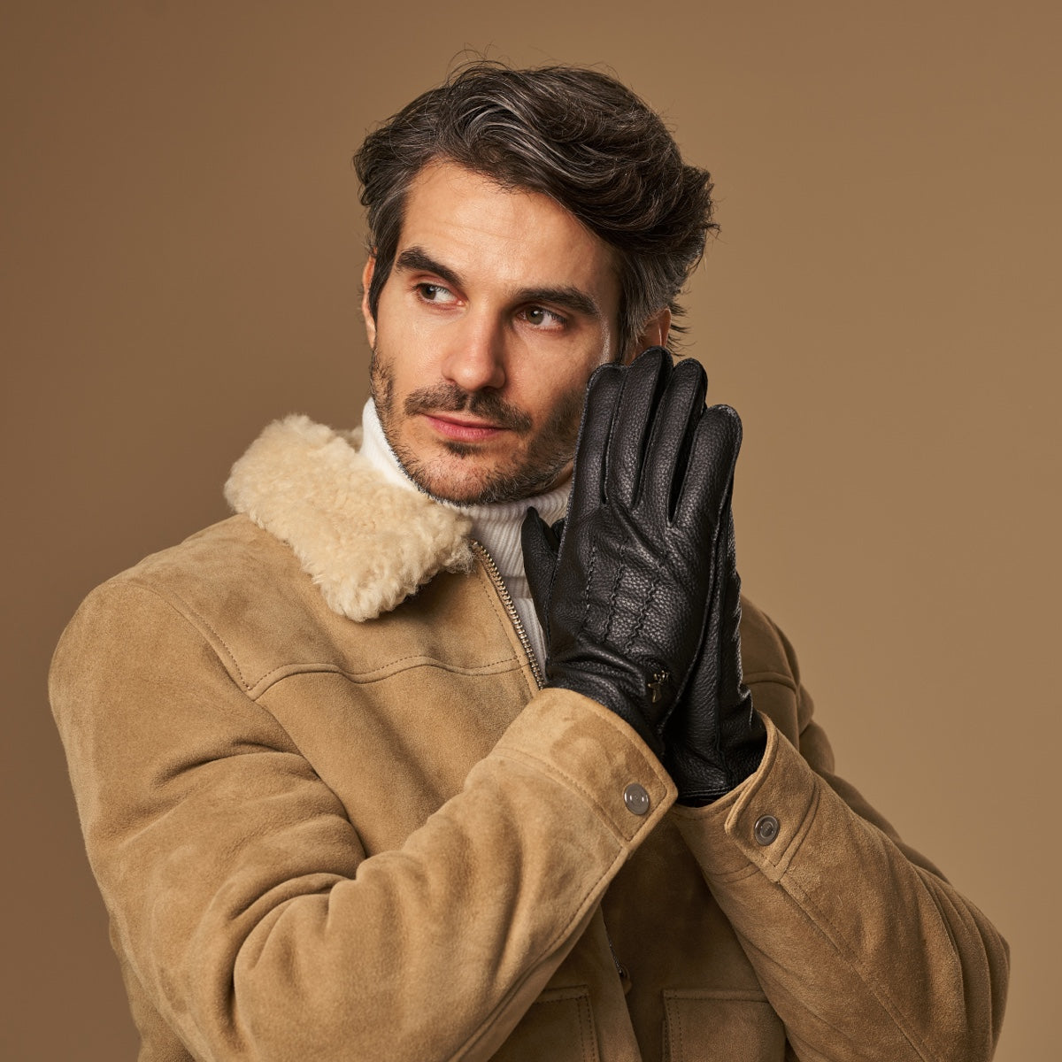 kaschmir handschuhe herren Lederhandschuhe Herren Schwarz Hirschleder