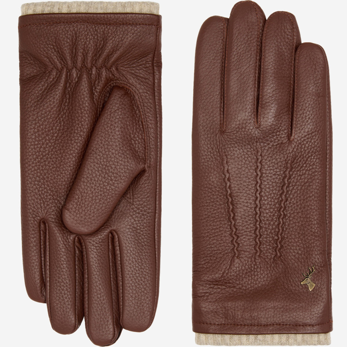 Columbus (braun) - Handschuhe aus Hirschleder (American deerskin) mit Wollfutter - Schwartz & von Halen DE - Premium Lederhandschuhe - 2