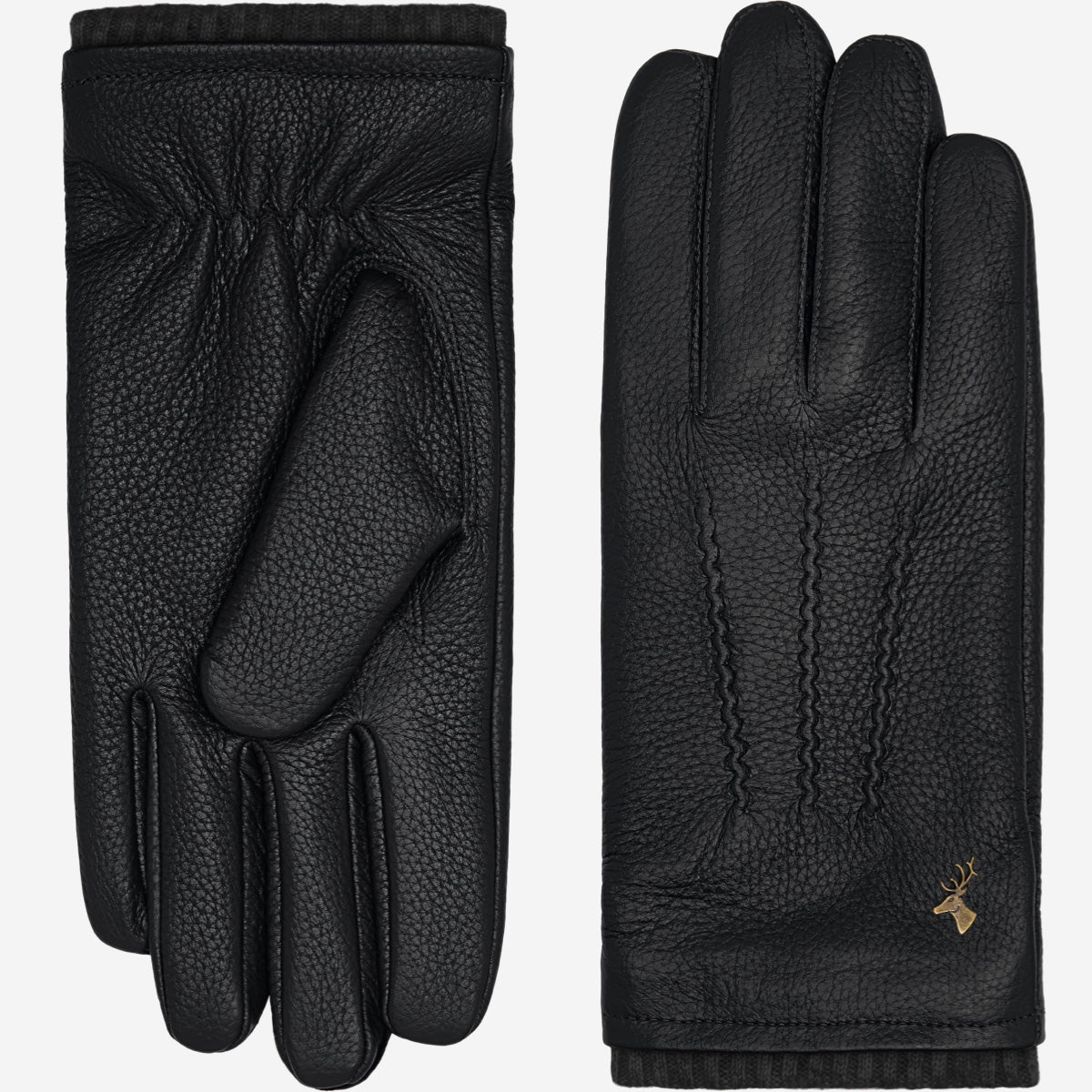 Columbus (schwarz) - Handschuhe aus Hirschleder (American deerskin) mit Wollfutter - Schwartz & von Halen DE - Premium Lederhandschuhe - 2