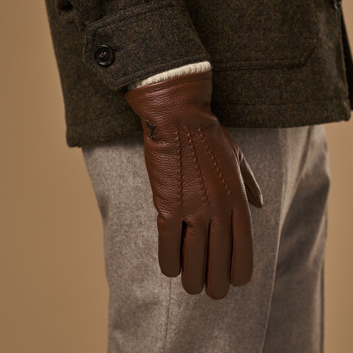 Columbus (braun) - Handschuhe aus Hirschleder (American deerskin) mit Wollfutter - Schwartz & von Halen DE - Premium Lederhandschuhe - 6