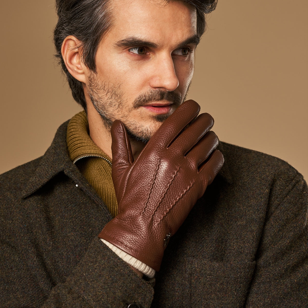 Columbus (braun) - Handschuhe aus Hirschleder (American deerskin) mit Wollfutter - Schwartz & von Halen DE - Premium Lederhandschuhe - 8