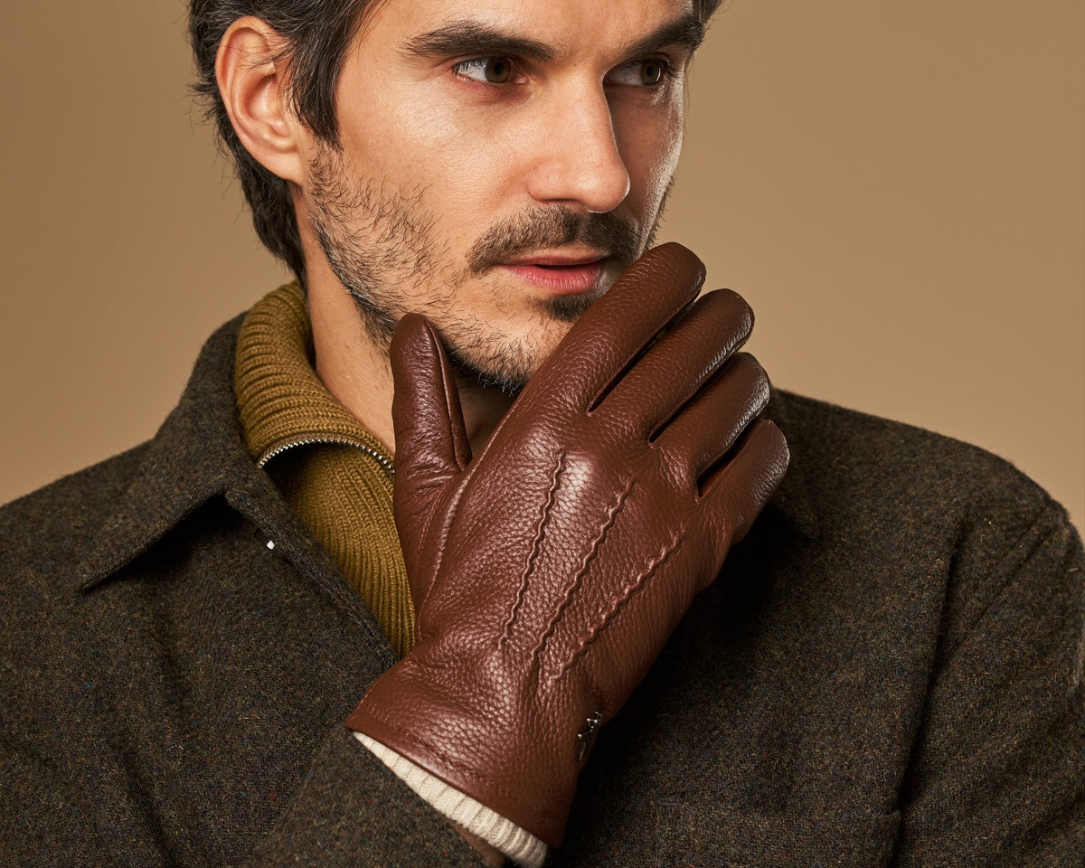 Lederhandschuhe Cognac Herren Luxuriösem Wollfutter