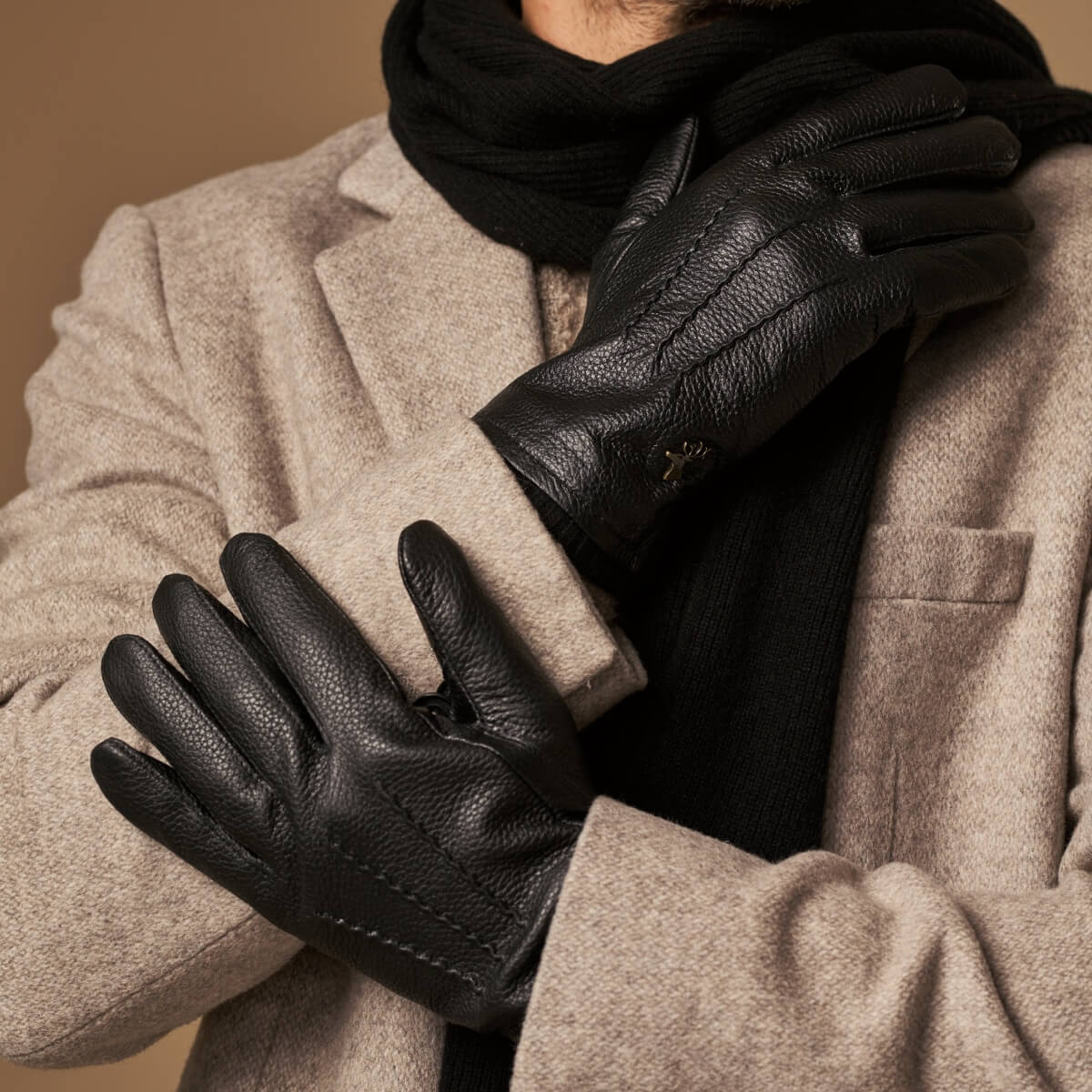 handschuhe herren gefüttert Lederhandschuhe Schwarz Herren - Hirschleder
