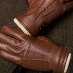 Columbus (braun) - Handschuhe aus Hirschleder (American deerskin) mit Wollfutter - Schwartz & von Halen DE - Premium Lederhandschuhe - 10
