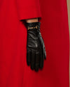 Ella (black) - Women's lambskin leather gloves with cashmere lining, gold-tone buckle & touchscreen feature